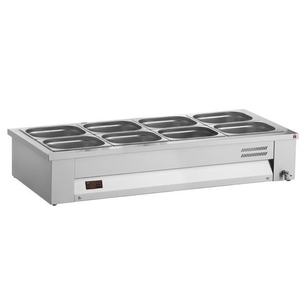 Bain-Marie | Elektrisch | Aftapkraan | 2x 1/1 GN | 2kW | 760x630x270(h)mm