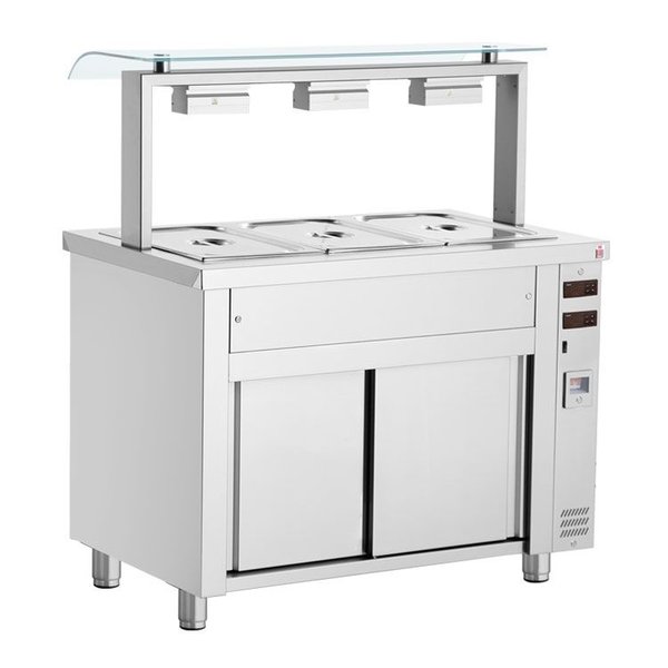 Bain-Marie | Elektrisch | Verwarmde Onderkast | Ingebouwde Wateraansluitingen | 4x 1/1 GN | 4.3kW | 1410x700x1315-1375(h)mm