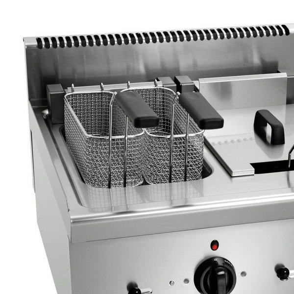 Friteuse | SERIE 600 | Elektrisch | 8+8L | 140°C/200°C | 12.6kW (400V) | Aftapkranen | 600x600x290(h)mm