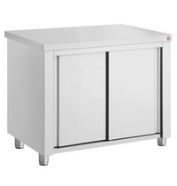 Inomak RVS Werkbank met Schuifdeuren | 700mm diep | 875-935mm hoog