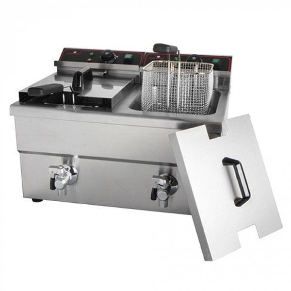 Friteuse | Elektrisch | 8+8L | 6.5kW (2x 230V) | Aftapkranen | 576x469x405(h)mm