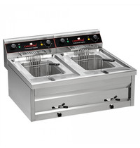 CaterChef Friteuse | Elektrisch | 12+12L | 18kW (2x 400V) | Aftapkranen | 800x700x320(h)mm 
