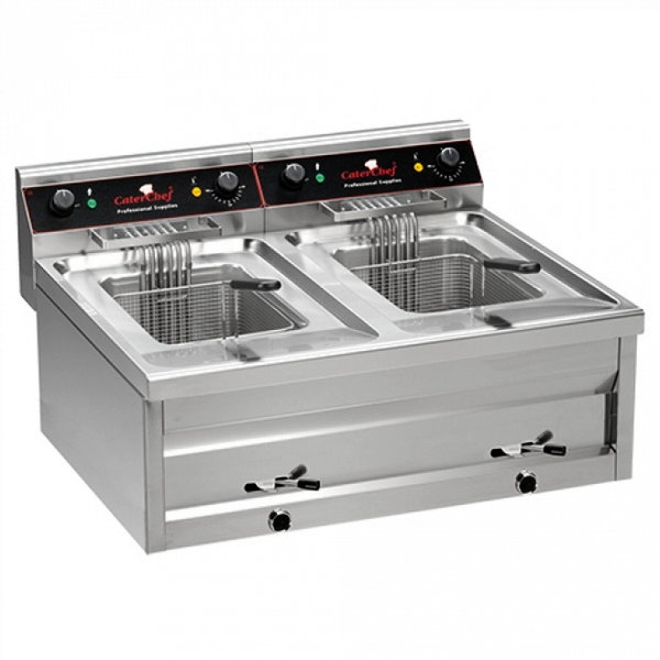 Friteuse | Elektrisch | 12+12L | 18kW (2x 400V) | Aftapkranen | 800x700x320(h)mm