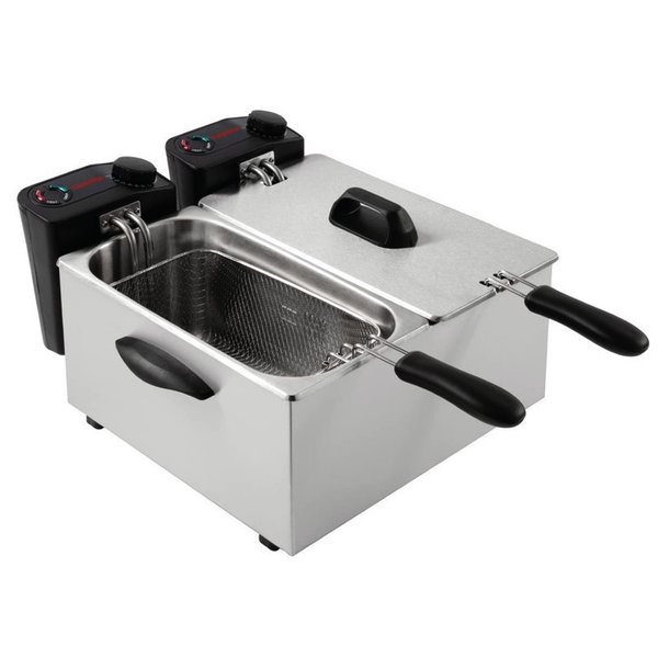 Friteuse | Elektrisch | 3.5+3.5L | 130°C/190°C | 4kW (2x 230V) | 415x429x240(h)mm