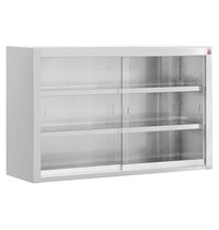Inomak RVS Wandkast | Glazen Schuifdeuren | Diepte 333mm | Hoogte 692mm | Breedte 1100/1900mm