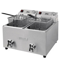 Buffalo Friteuse | Elektrisch | 8+8L | 40°C/190°C | 5.8kW (2x 230V) | Aftapkranen | 565x510x440(h)mm 
