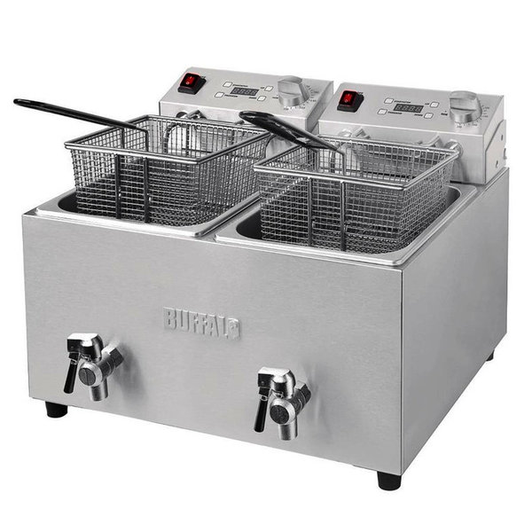 Friteuse | Elektrisch | 8+8L | 40°C/190°C | 5.8kW (2x 230V) | Aftapkranen | 565x510x440(h)mm