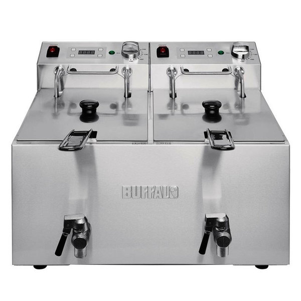 Friteuse | Elektrisch | 8+8L | 40°C/190°C | 5.8kW (2x 230V) | Aftapkranen | 565x510x440(h)mm