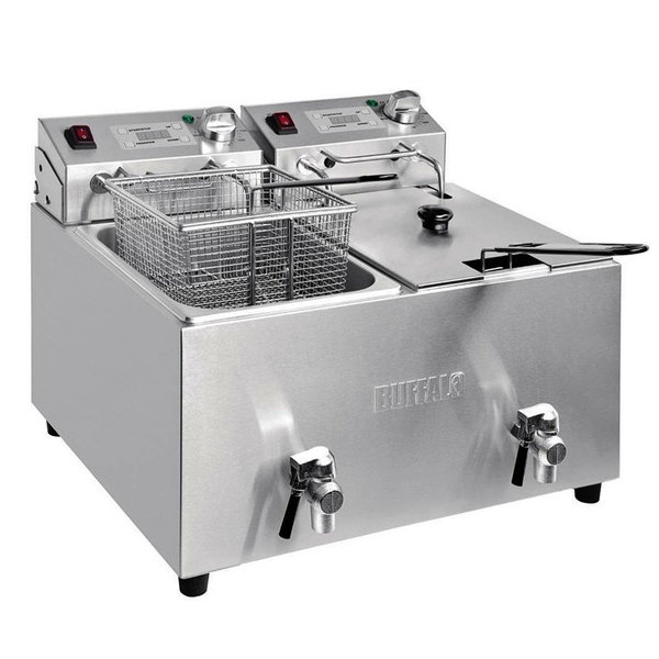 Friteuse | Elektrisch | 8+8L | 40°C/190°C | 5.8kW (2x 230V) | Aftapkranen | 565x510x440(h)mm