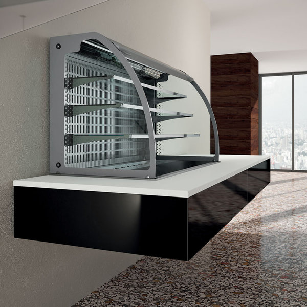 Drop-In Koelvitrine | Self-Service (Wandmodel) | -1°C/+7°C | Geventileerd | 0.9kW | 4 Schappen (1/1 GN) | Intern Nachtgordijn | 1125x700x1580(h)mm