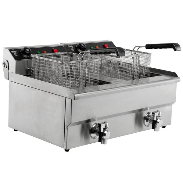 Friteuse | Elektrisch | 8+8L | 6.6kW (2x 230V) | Aftapkranen | 630x505x355(h)mm