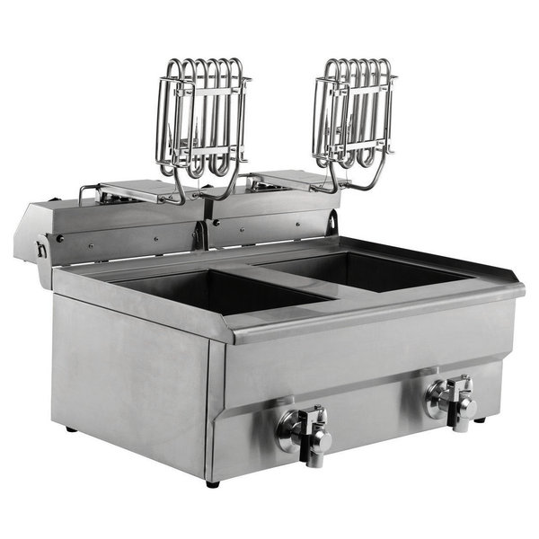 Friteuse | Elektrisch | 8+8L | 6.6kW (2x 230V) | Aftapkranen | 630x505x355(h)mm