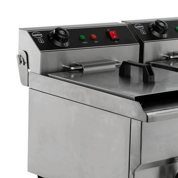 Friteuse | Elektrisch | 8+8L | 6.6kW (2x 230V) | Aftapkranen | 630x505x355(h)mm