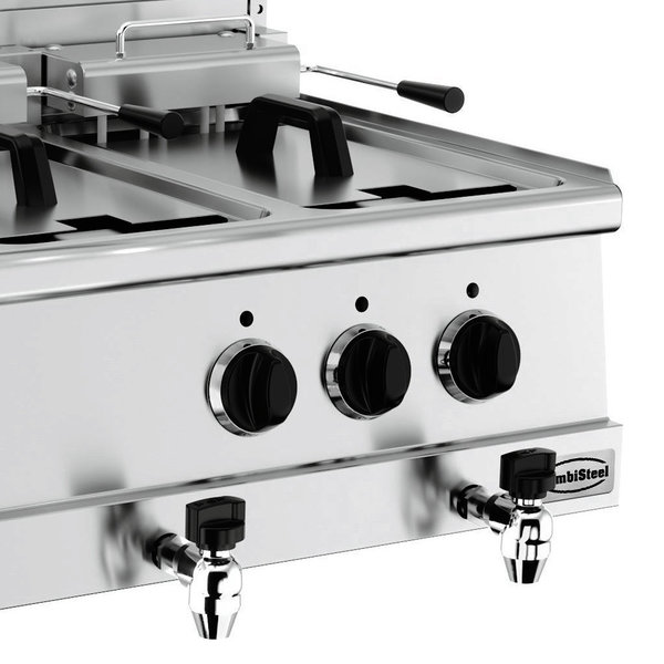 Friteuse | BASE 600 | Elektrisch | 10+10L | 7kW (2x 230V) | Aftapkranen | 600x600x300(h)mm