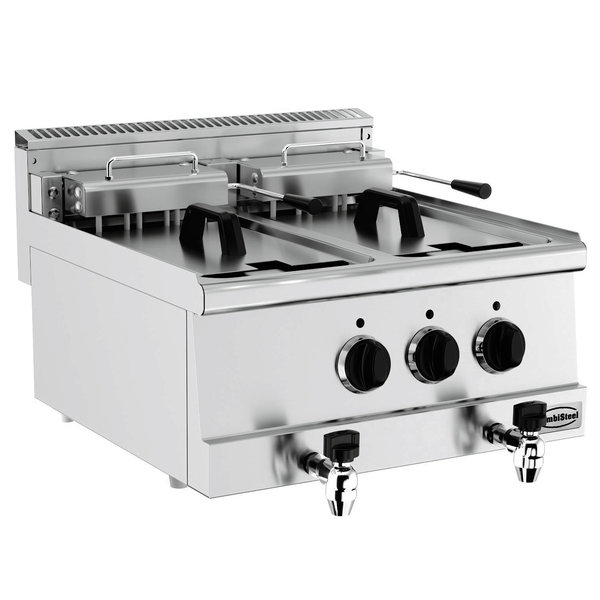 Friteuse | BASE 600 | Elektrisch | 10+10L | 15kW (2x 400V) | Aftapkranen | 600x600x300(h)mm