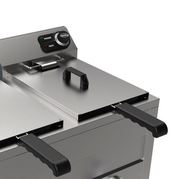 Friteuse | Elektrisch | 8+8L | 6kW (2x 230V) | Aftapkranen | 620x545x305(h)mm