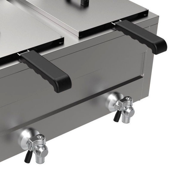 Friteuse | Elektrisch | 8+8L | 6kW (2x 230V) | Aftapkranen | 620x545x305(h)mm