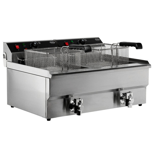 Friteuse | Elektrisch | 10+10L | 10kW (2x 400V) | Aftapkranen | 690x560x380(h)mm