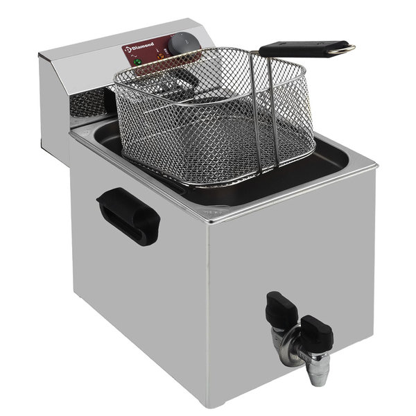 Friteuse | Elektrisch | 8L | 0°C/180°C | 3.5kW (230V) | Aftapkraan | 290x450x320(h)mm
