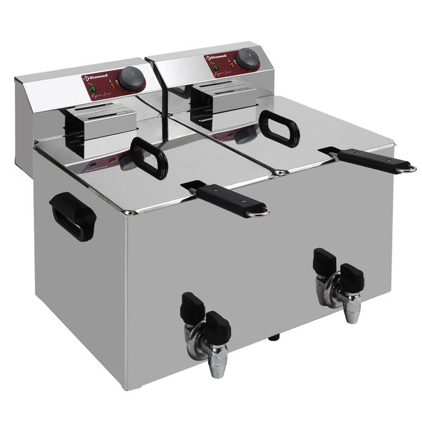 Friteuse | Elektrisch | 8+8L | 0°C/180°C | 7kW (2x 230V) | Aftapkranen | 560x450x320(h)mm