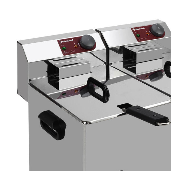 Friteuse | Elektrisch | 8+8L | 0°C/180°C | 7kW (2x 230V) | Aftapkranen | 560x450x320(h)mm