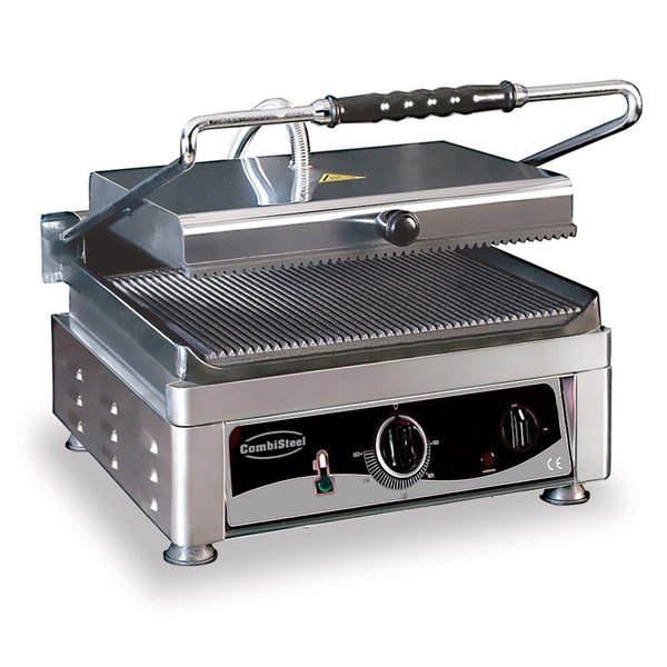 Contact/Paninigrill Geribd | 2.5kW | Grillplaten gietijzer/geëmailleerd | 410x500x300(h)mm