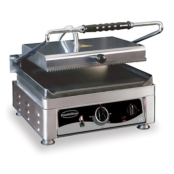 Contact/Paninigrill Glad/Geribd | 2.5kW | Grillplaten gietijzer/geëmailleerd | 410x500x300(h)mm