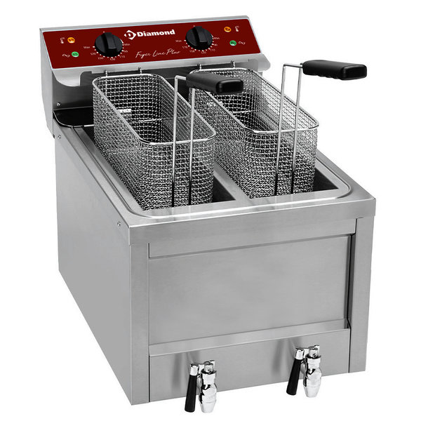 Friteuse | Elektrisch | 8+8L | 0°C/190°C | 9kW (400V) | Aftapkranen | 400x600x445(h)mm