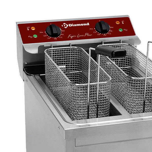 Friteuse | Elektrisch | 8+8L | 0°C/190°C | 9kW (400V) | Aftapkranen | 400x600x445(h)mm