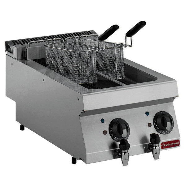 Friteuse | MAXIMA 700 | Elektrisch | 5+5L | 105°C/185°C | 9kW (400V) | Aftapkranen | 400x700x250/320(h)mm