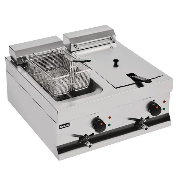 Friteuse | SILVERLINK 600 | Elektrisch | 9+9L | 130°C/190°C | 6kW (2x 230V) | Aftapkranen | 600x600x335(h)mm