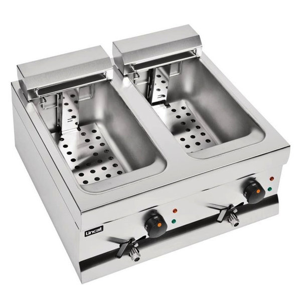 Friteuse | SILVERLINK 600 | Elektrisch | 9+9L | 130°C/190°C | 6kW (2x 230V) | Aftapkranen | 600x600x335(h)mm