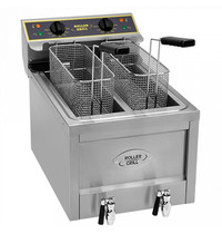 Roller Grill Friteuse | Elektrisch | 8+8L | 0°C/190°C | 6kW (400V) | Aftapkranen | 400x600x445(h)mm 