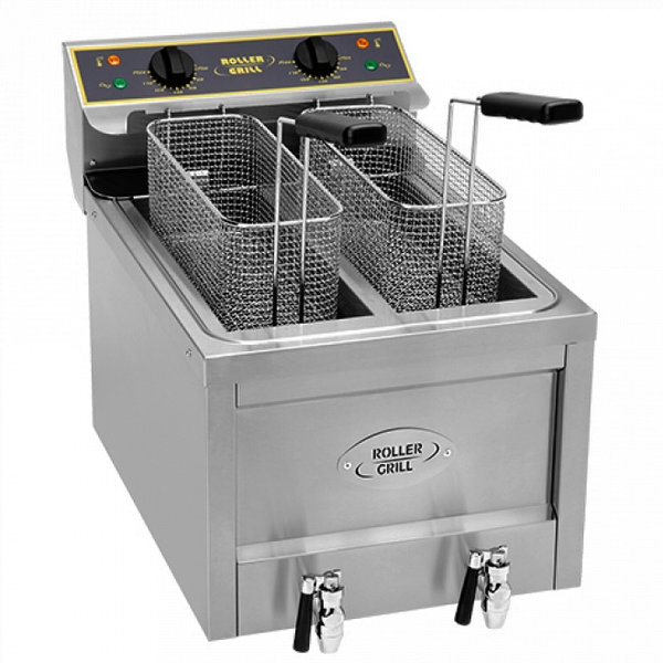 Friteuse | Elektrisch | 8+8L | 0°C/190°C | 6kW (400V) | Aftapkranen | 400x600x445(h)mm