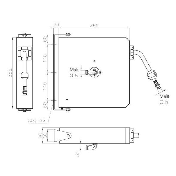 Slanghaspel | Incl. Spuitpistool | 6M | Max. 6.0 bar | 350x80x355(h)mm
