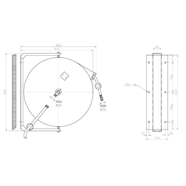Slanghaspel | Incl. Spuitpistool | 10M | Max. 10.0 bar | 480x150x450(h)mm