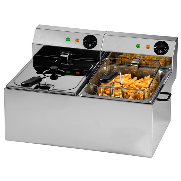 Friteuse | PROFRI | Elektrisch | 6+6L | 70°C/180°C | 6.5kW (2x 230V) | 610x430x310(h)mm