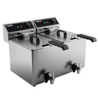 Saro Friteuse | MODELL EF | Elektrisch | 8+8L | 60°C/200°C | 6kW (2x 230V) | Aftapkranen | 590x420x387(h)mm