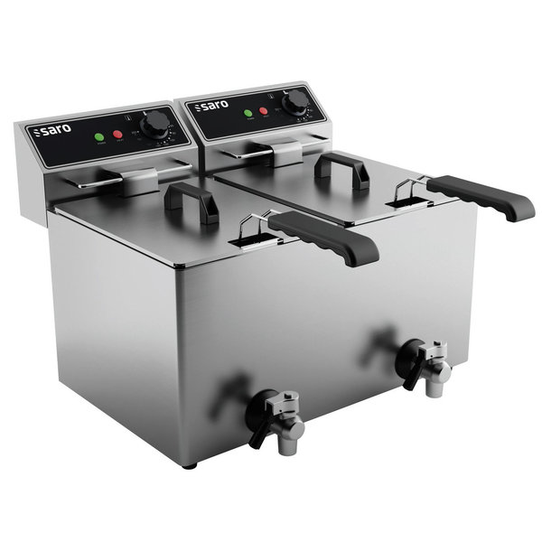 Friteuse | MODELL EF | Elektrisch | 8+8L | 60°C/200°C | 6kW (2x 230V) | Aftapkranen | 590x420x387(h)mm