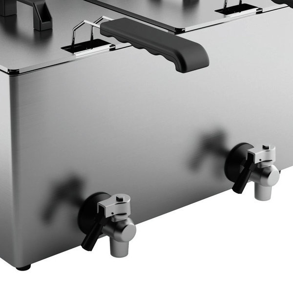 Friteuse | MODELL EF | Elektrisch | 8+8L | 60°C/200°C | 6kW (2x 230V) | Aftapkranen | 590x420x387(h)mm