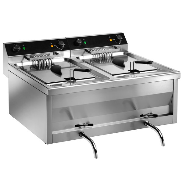 Friteuse | GASTROLINE | Elektrisch | 12+12L | 65°C/190°C | 18kW (400V) | Aftapkranen | 800x700x420(h)mm