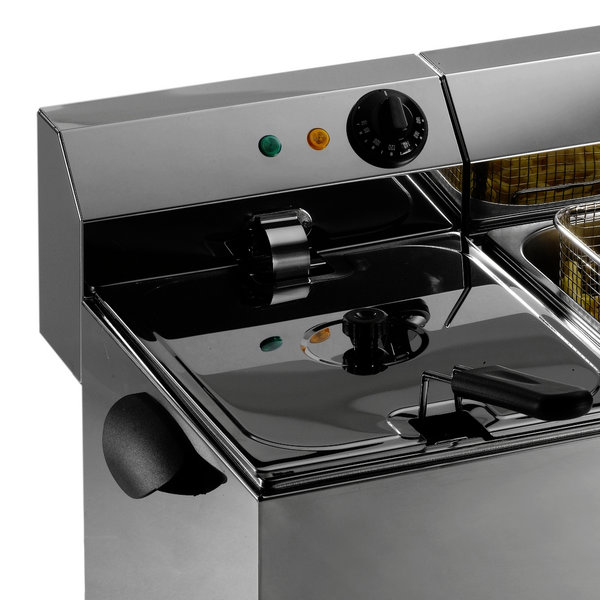 Friteuse | PROFRI | Elektrisch | 8+8L | 70°C/180°C | 6.5kW (2x 230V) | Aftapkranen | 610x485x350(h)mm