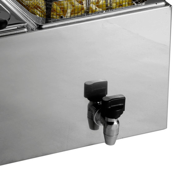 Friteuse | PROFRI | Elektrisch | 8+8L | 70°C/180°C | 6.5kW (2x 230V) | Aftapkranen | 610x485x350(h)mm