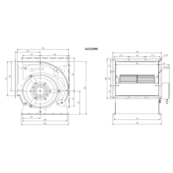 Ventilator In Box | 6.000 m3/h | Ø400mm | 6.8A | 0.9kW | 230V | 750x750x750(h)mm