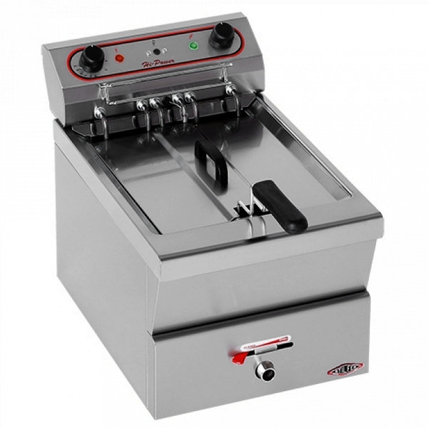 Friteuse | Elektrisch | 12L | 100°C/200°C | 7kW (400V) | Aftapkraan | 310x580x420(h)mm