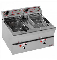 Stilfer Friteuse | Elektrisch | 9+9L | 100°C/200°C | 6.9kW (2x 230V) | Aftapkranen | 620x580x420(h)mm 