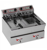 Stilfer Friteuse | Elektrisch | 12+12L | 100°C/200°C | 14kW (2x 400V) | Aftapkranen | 620x580x420(h)mm 
