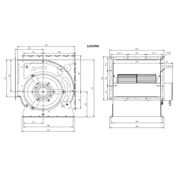 Motor | Slakkenhuis | 5000m³/u. | 6.2A | 0.75kW (230V) | 452x490x526(h)mm