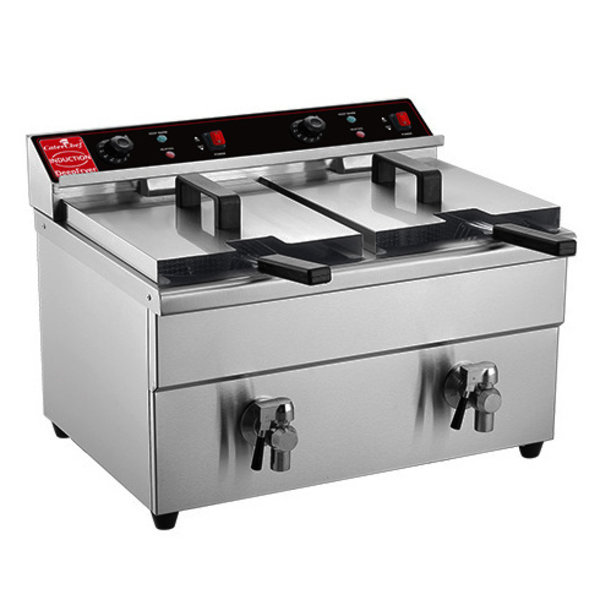 Inductiefriteuse | Elektrisch | 8+8L | 80°C/190°C | 7kW (2x 230V) | Aftapkranen | 578x437x418(h)mm