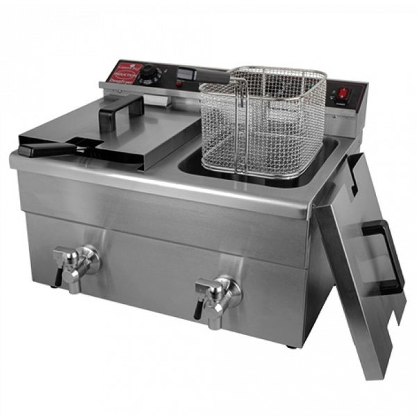 Inductiefriteuse | Elektrisch | 8+8L | 80°C/190°C | 7kW (2x 230V) | Aftapkranen | 578x437x418(h)mm